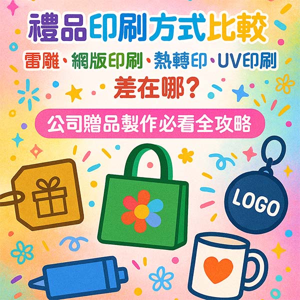 禮品印刷方式比較:雷雕、網版印刷、熱轉印、UV印刷與壓印工藝差在哪?公司贈品製作必看全攻略